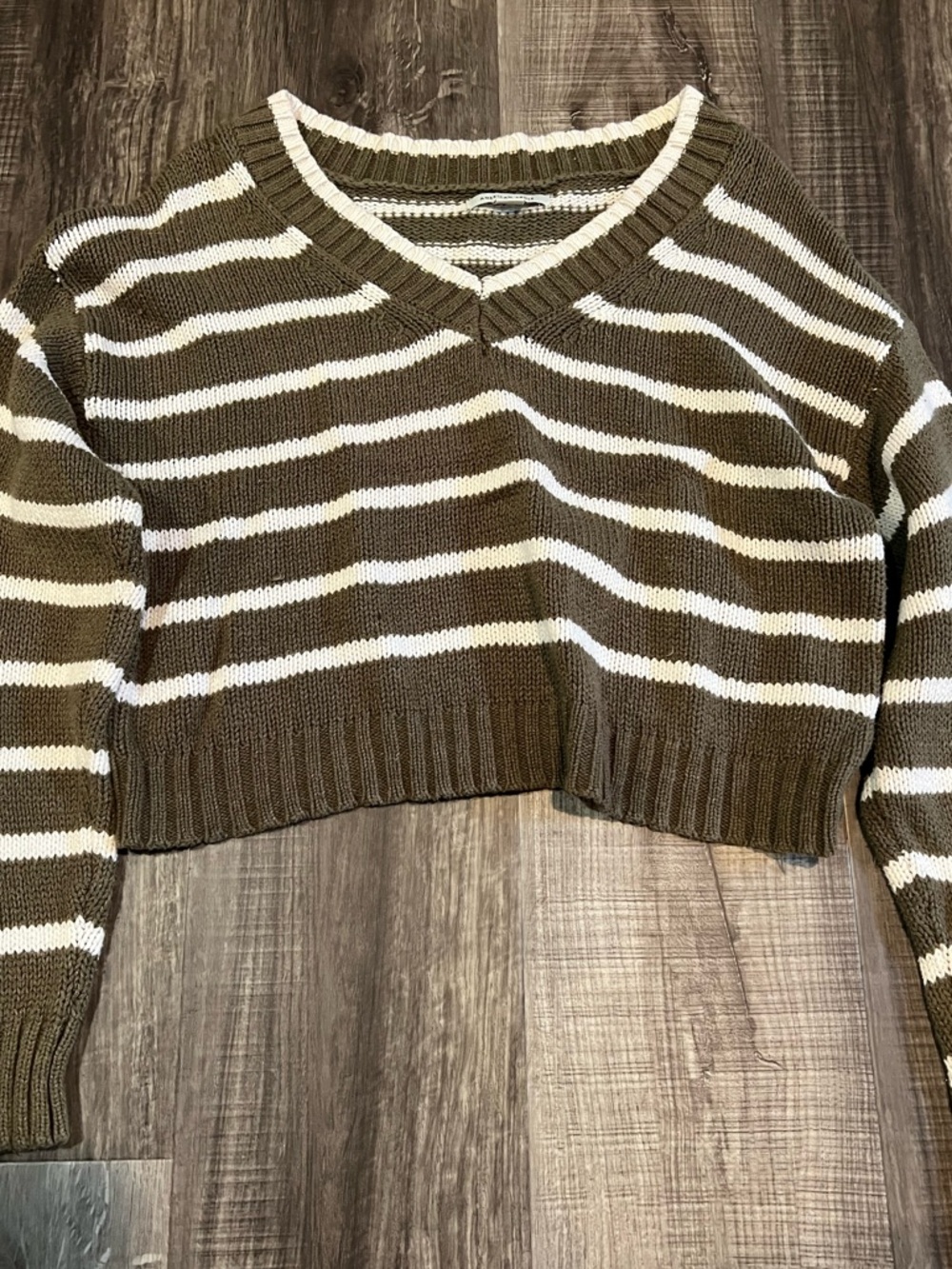 American Eagle Striped V-Neck Sweater